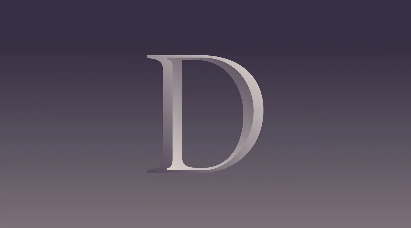 Video of the 3D D with light casting different shadows across the symbol